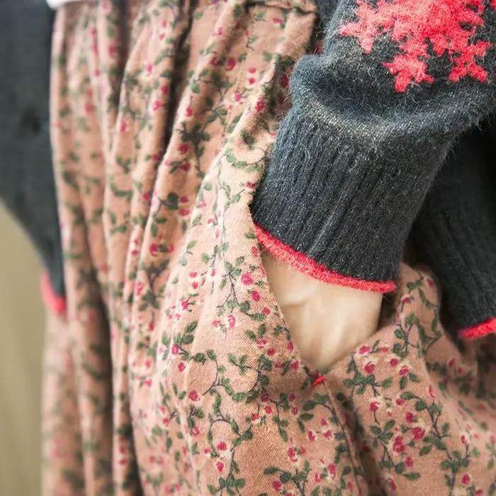 Jupe longue en coton et lin pour femme