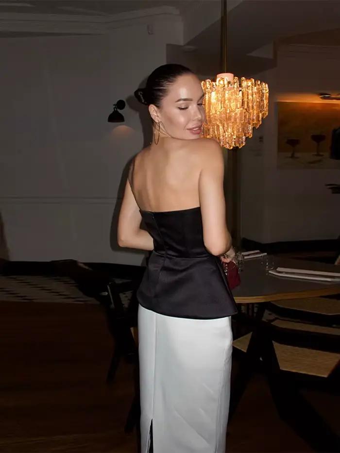 Jupe longue élégante blanche polyvalente pour femme
