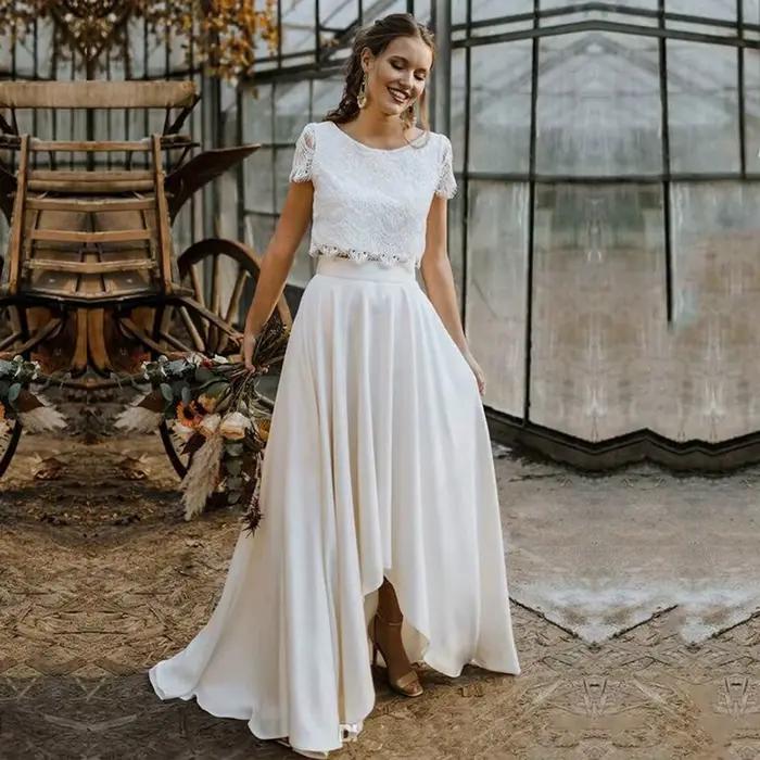 Magnifique robe de mariée deux pièces bohème