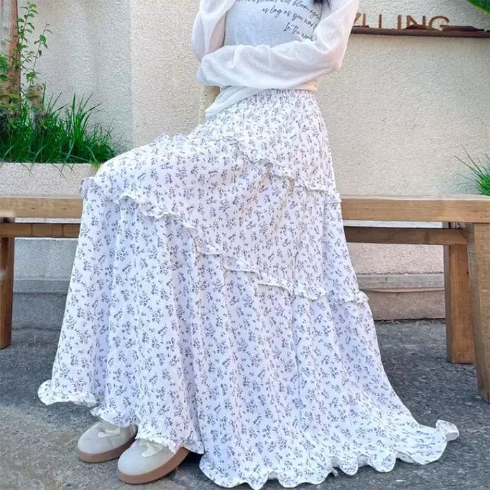 Jupes Maxi Vintage à fleurs pour femmes