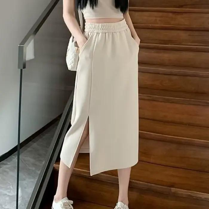 Jupe fendue élégante, taille haute élastique