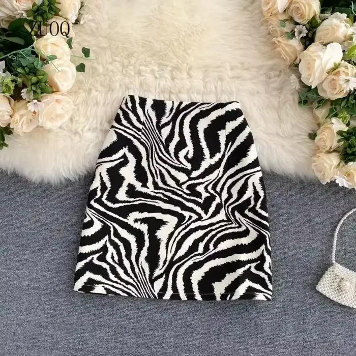 Jupe mini pour femme imprimée zèbre style vintage coupe trapèze décontractée pour toutes les saisons soirées officielles