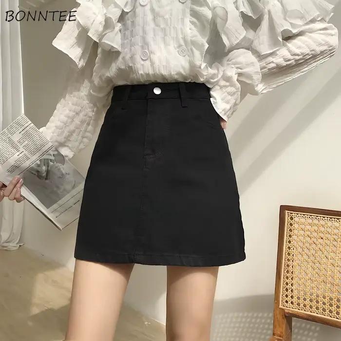 Jupe en coton polyester femelle taille haute style coréen a-ligne pour étudiants et occasions estivales printemps été