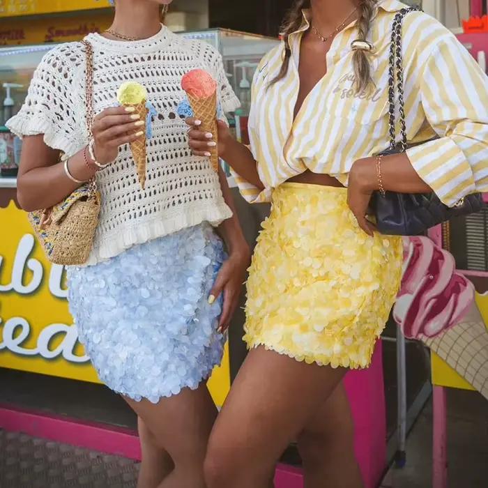 Jupe Gaono élégante pour femmes en polyester pailletté pour sorties nocturnes et occasions spéciales style Y2K