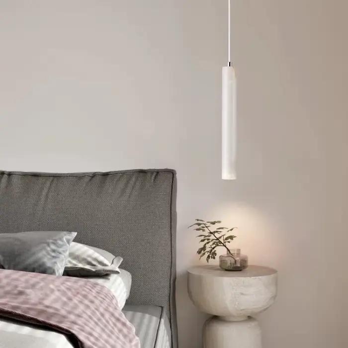 Lampe de plafond en bois à Tube Long, pendentif Led, Style japonais, vent silencieux, lustre de chevet pour chambre à coucher, rétro moderne G9 remplaçable
