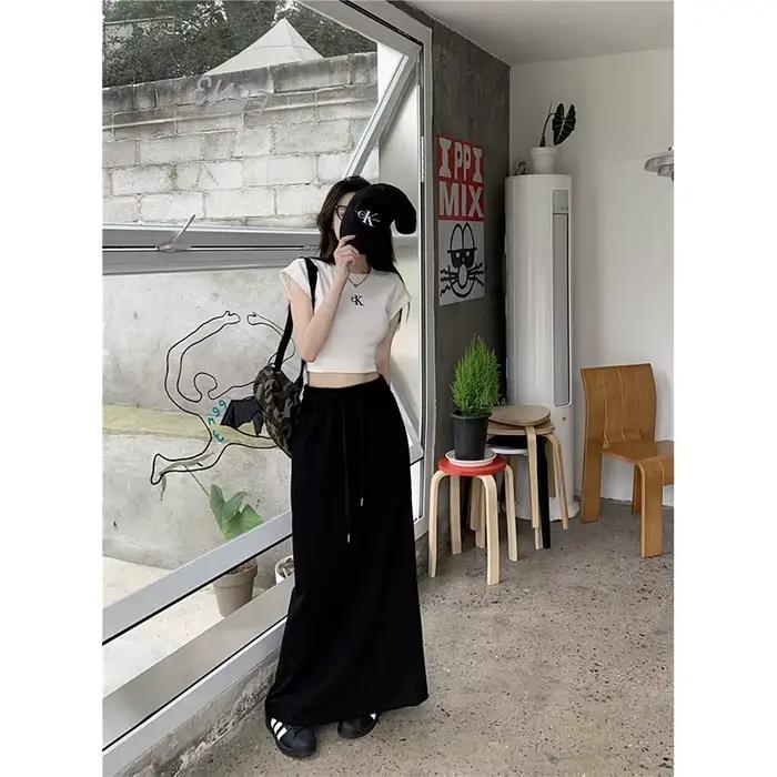 Jupe midi taille haute pour femme