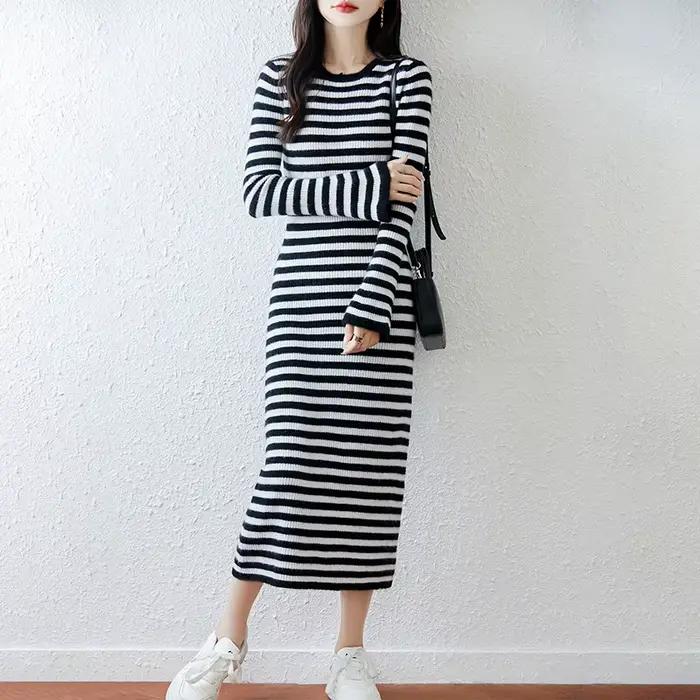 Jupe pull longue rayée