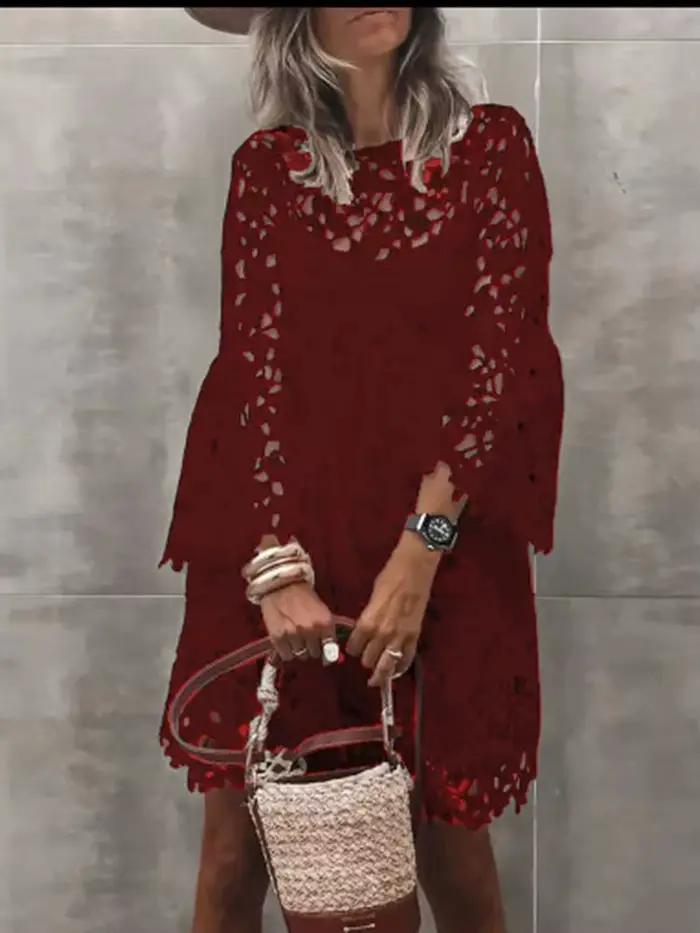 Robe d'automne de couleur unie pour femmes
