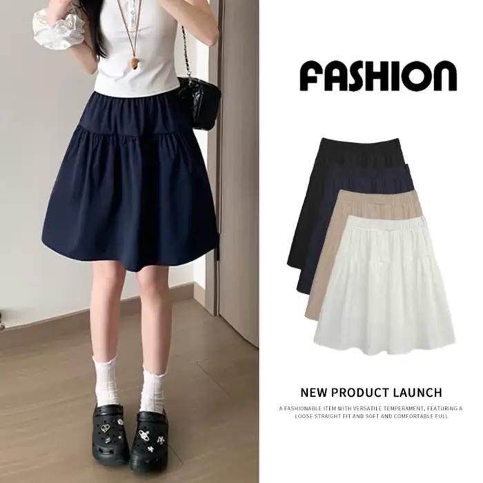 Jupe mi-longue style preppy pour femme