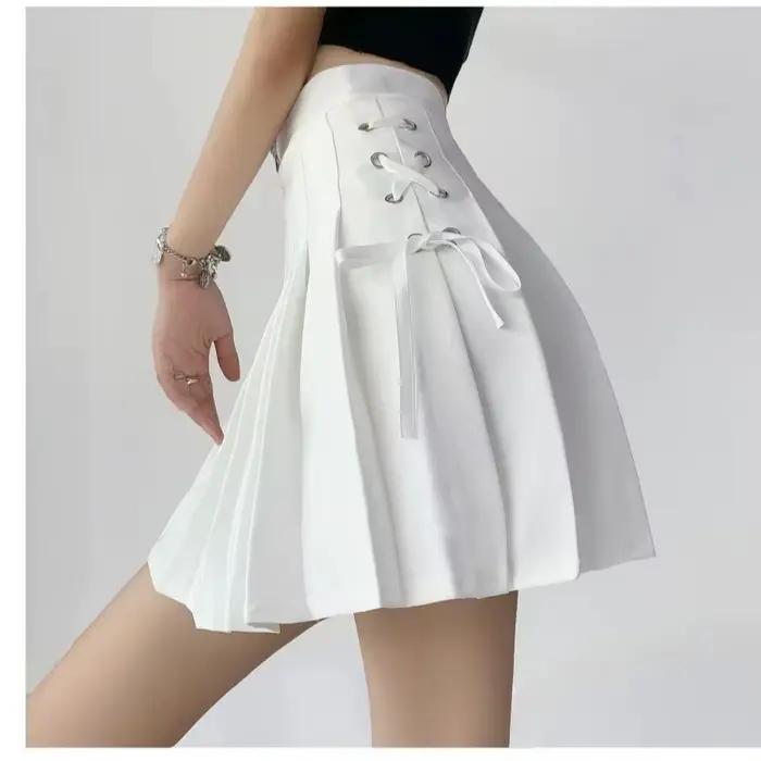 Mini jupe plissée taille haute pour femmes