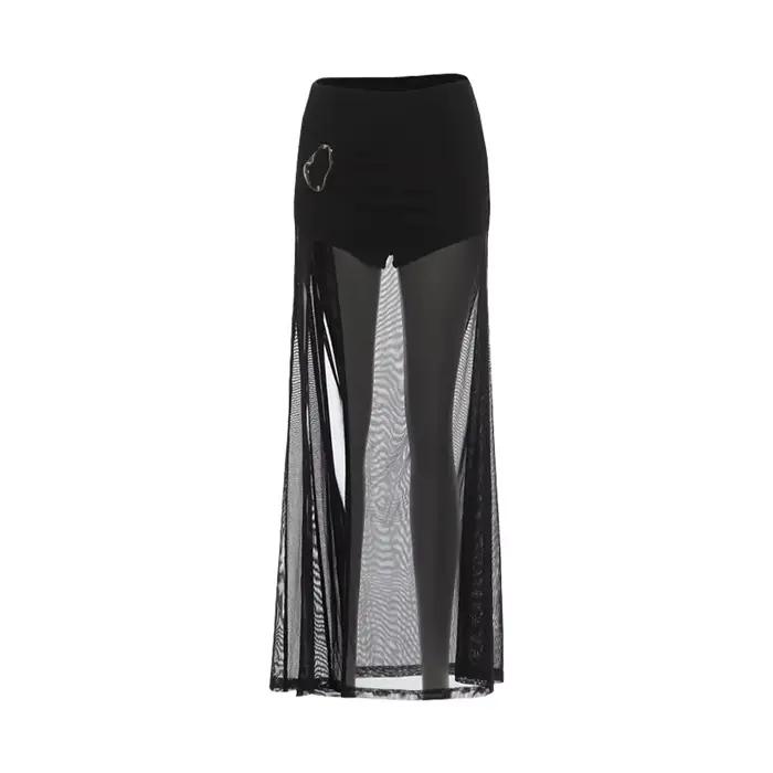 Jupe longue transparente tendance Y2K Grunge