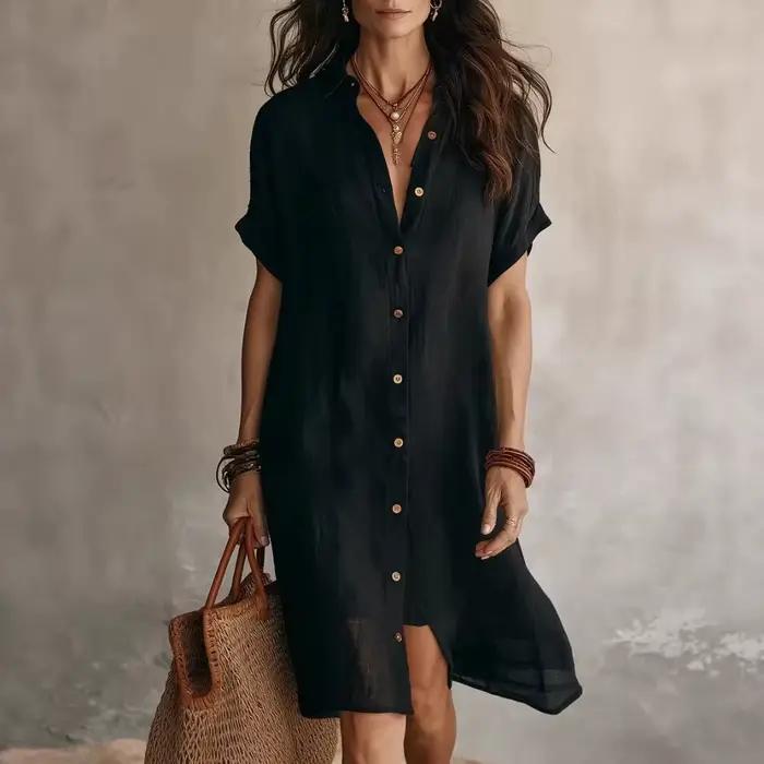 Robe chemise en lin pour femme