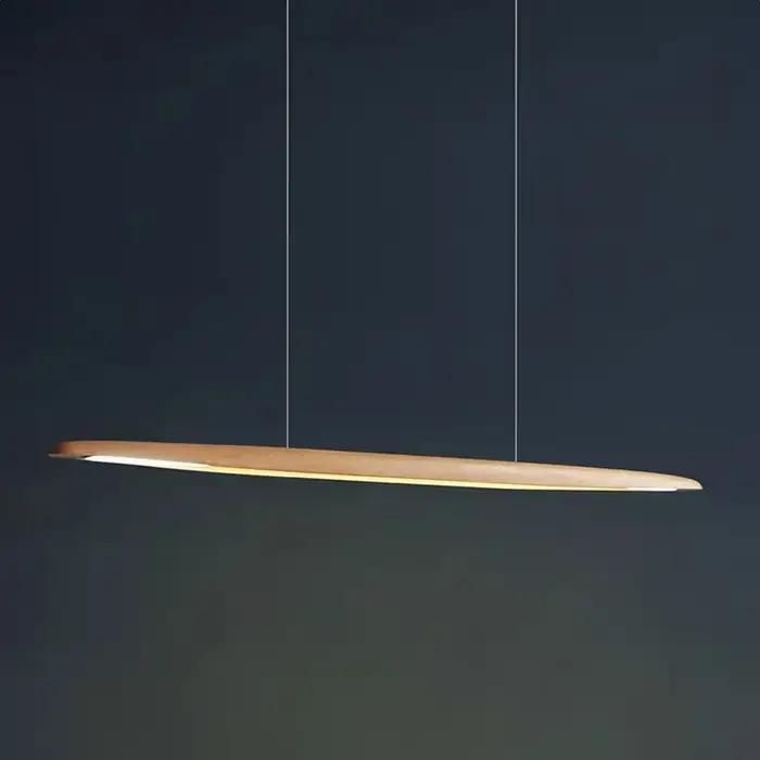 Lampe LED suspendue en bois au design moderne, longue et linéaire, luminaire décoratif d'intérieur, idéal pour une cuisine, une île, un bureau, un Bar, une salle à manger ou un salon