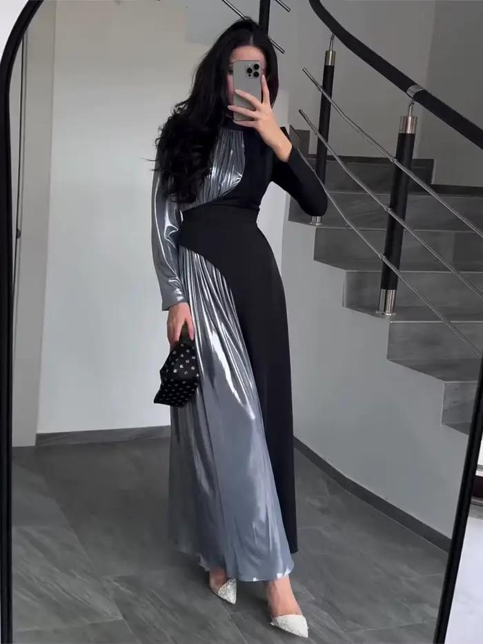 Robe de soirée longue ligne asymétrique, à la mode, encolure haute, robe de bal, célébrité, vêtements de Cocktail pour femmes, en Stock, S-2XL