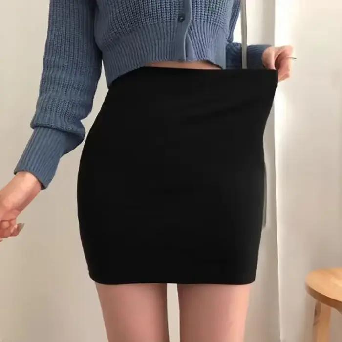Jupe courte élastique coupe cintrée Style coréen couche de Base pour femmes coton tricoté été demi-corps
