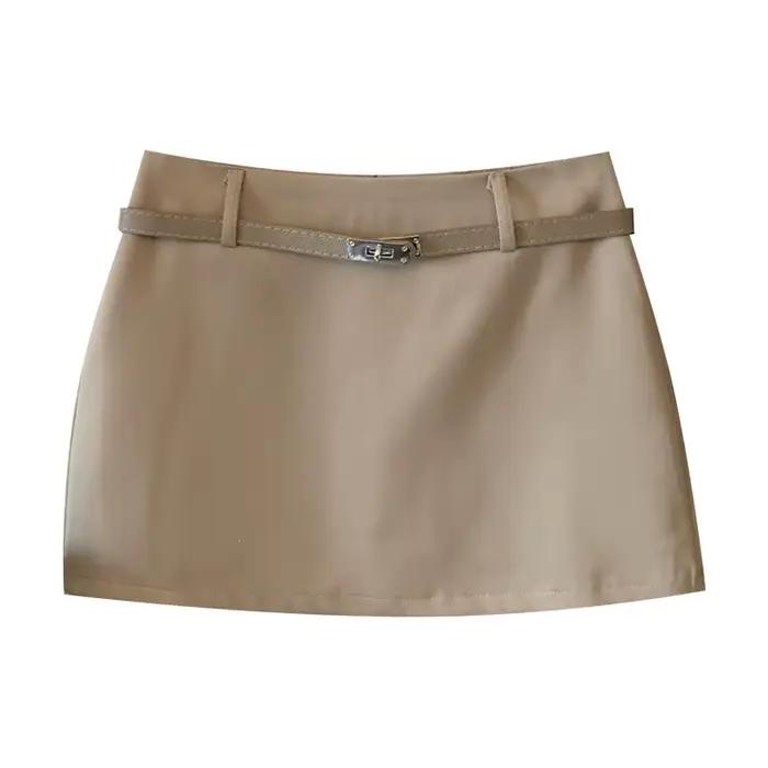 Jupe courte grise style coréen ajustée trapèze pour femme été confortable polyvalente occassions quotidiennes sorties bureau