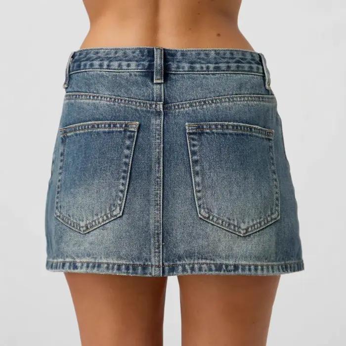 Vintage Denim Mini jupes pour femmes mode d'été taille haute droite courte Faldas décontracté Streetwear classique Jean jupe