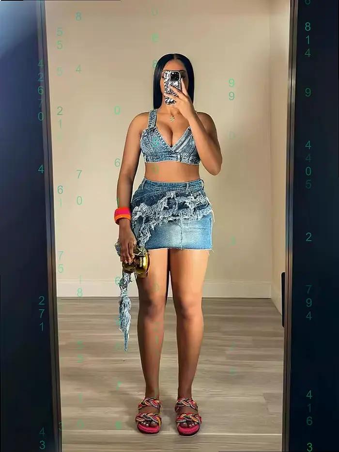 Ensembles de jupes en jean extensibles à franges pour femmes