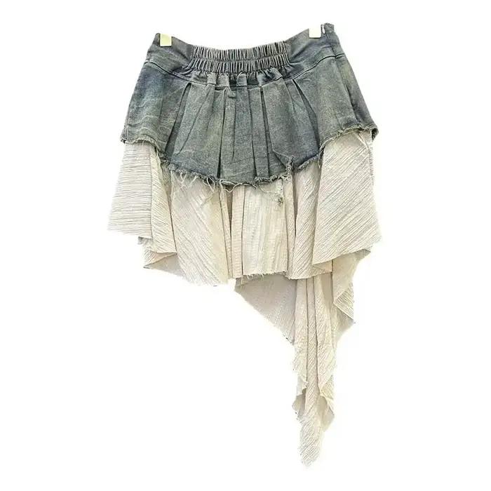 Jupe en jean d'été femmes taille haute a-ligne