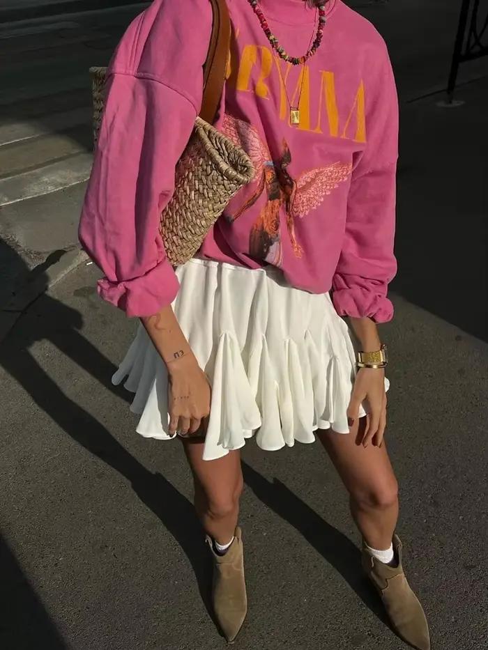 Mini jupe d'été blanche pour femmes