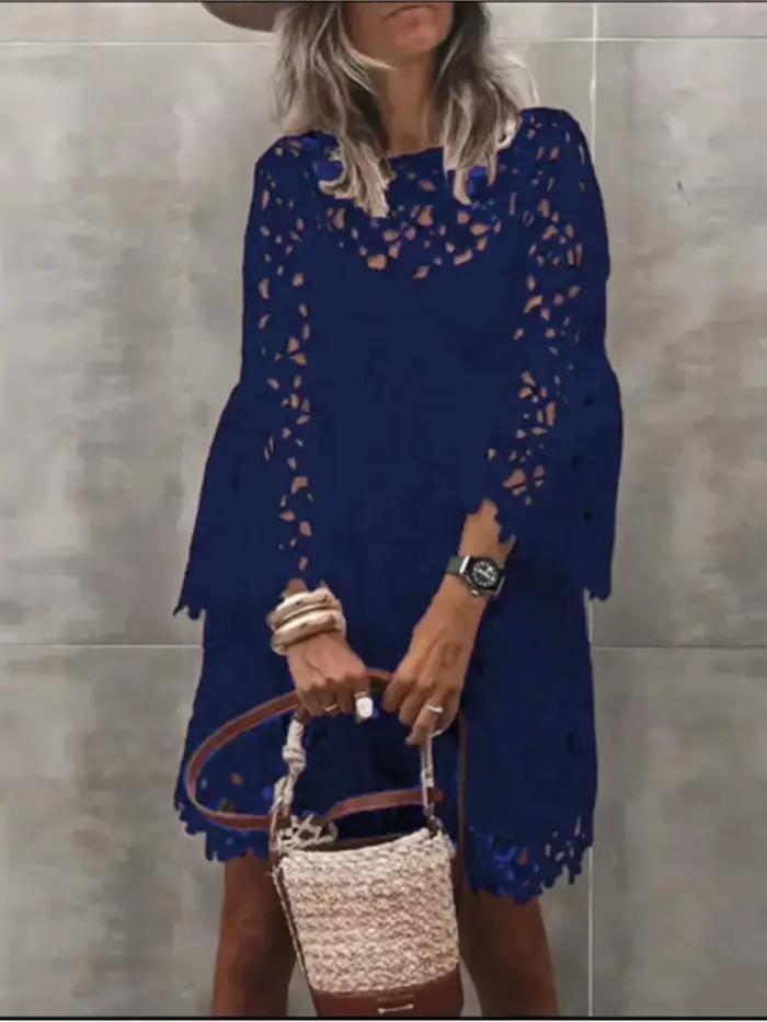 Robe d'automne de couleur unie pour femmes