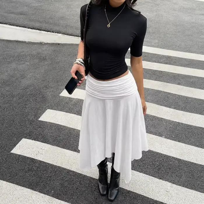 Jupes midi asymétriques bohèmes Y2K d'été