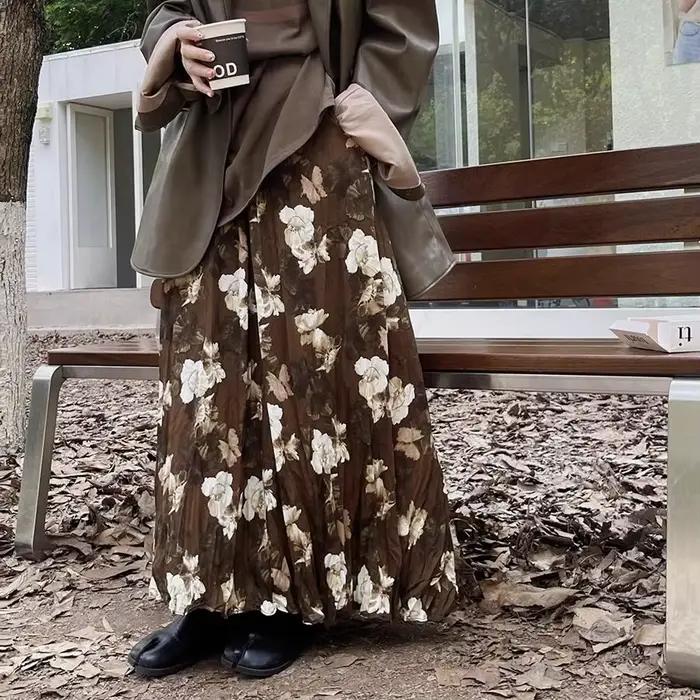 Jupe florale rétro française pour femmes