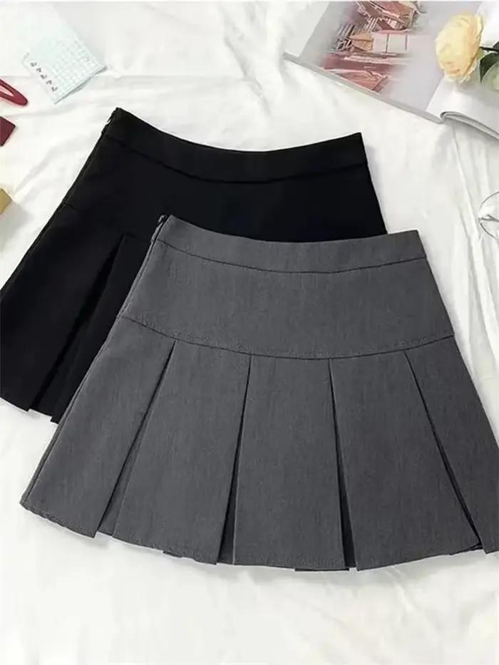 Jupe plissée grise vintage pour femmes mode coréenne kawaii courte taille haute printemps été style y2k occasion scolaire streetwear harajuku