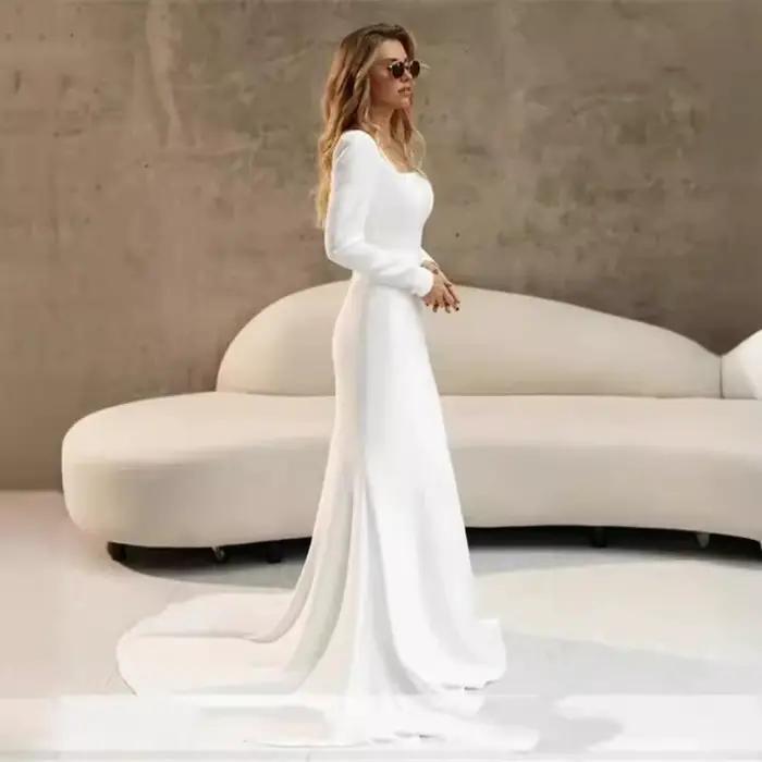 Robe de mariée en Satin à manches longues