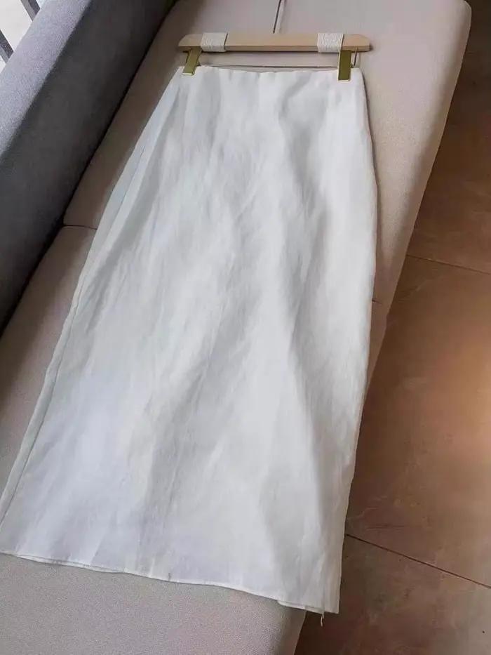 Jupe longue élégante en coton blanc uni pour femme