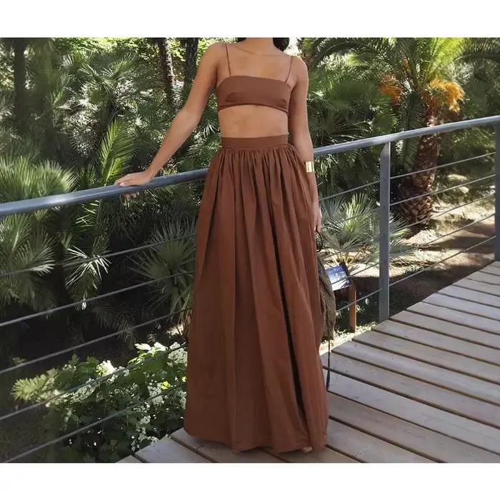 Ensemble jupe gilet à bretelles en coton