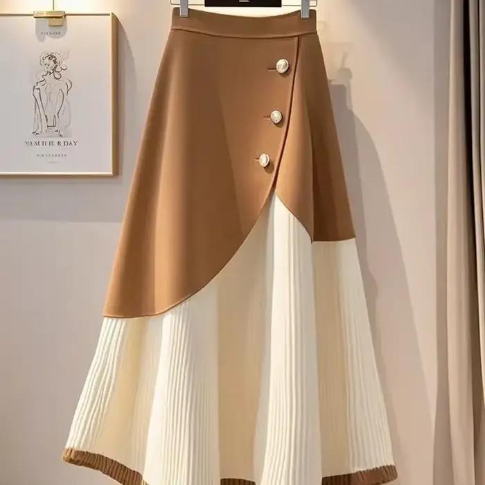 Jupe tricotée mi-longue pour femme