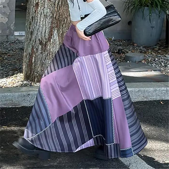 Jupe longue patchwork taille haute pour filles