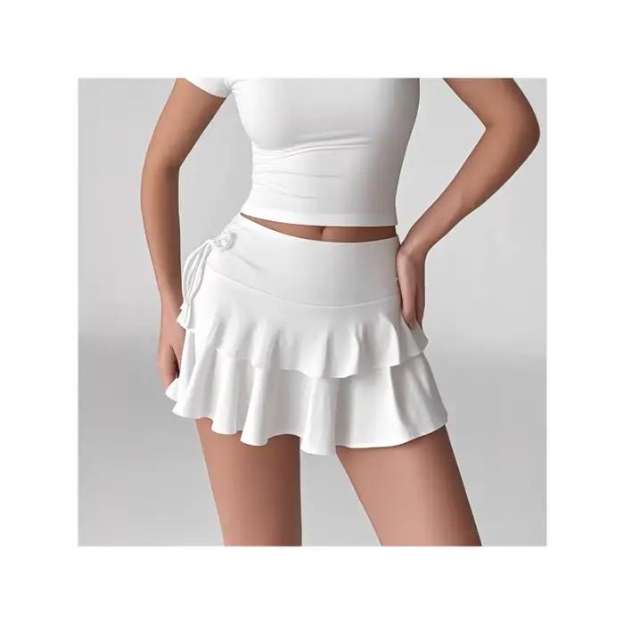 Jupe élégante en polyester à la mode avec volants et coupe taille haute pour bureau et occasions spéciales