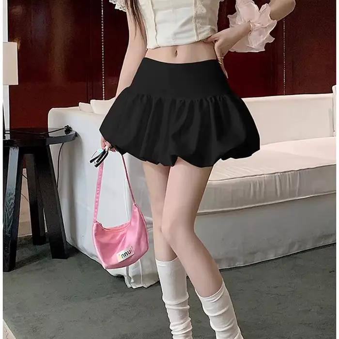 Jupe courte trapèze taille haute pour femme