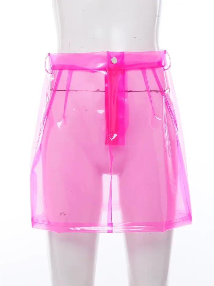 Jupe moulante transparente en PVC pour femme