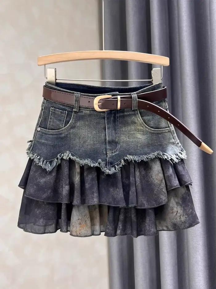Jupe en jean épissé pour femmes