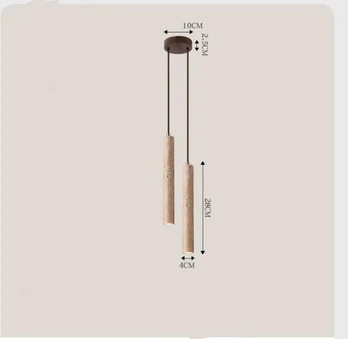 Lampe à pendentif LED à Tube Long, plafonnier en bois, Style japonais, vent silencieux, lustre de chevet de chambre à coucher, éclairage rétro moderne en travertin