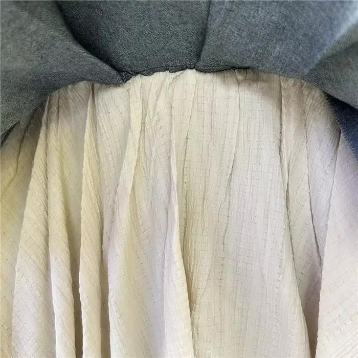 Jupe plissée en Denim épissé rétro pour femmes