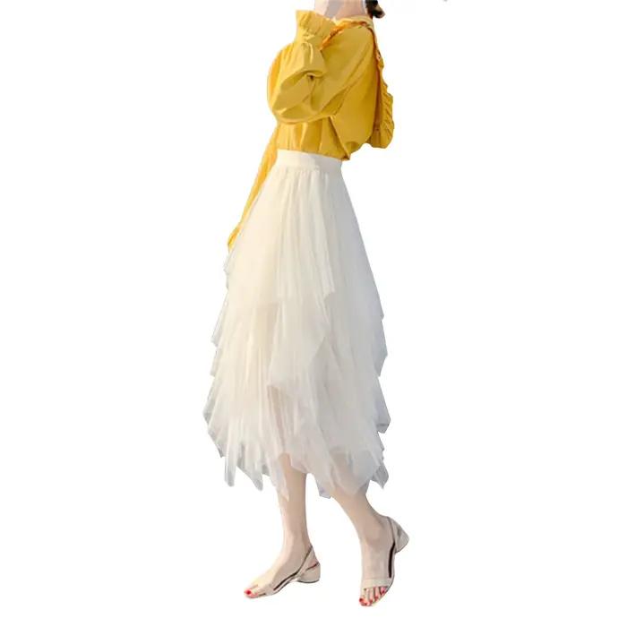 Fairycore-Jupe à bulles en tulle élastique irrégulier pour femme