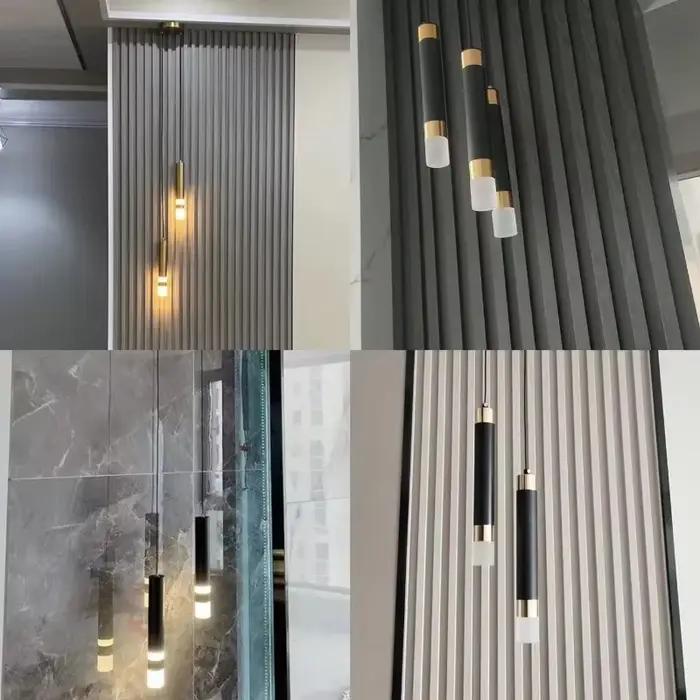 Moderne Led longue suspension pour chambre chevet salon lampes suspendues éclairage de lecture Double projecteur décor lustre