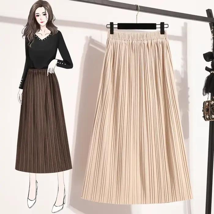 Jupe plissée midi grande taille pour femme