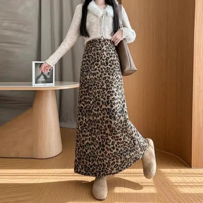 Jupe midi léopard taille haute bywindto pour femmes printemps été amincissante et tendance à offrir pour bureau-dame