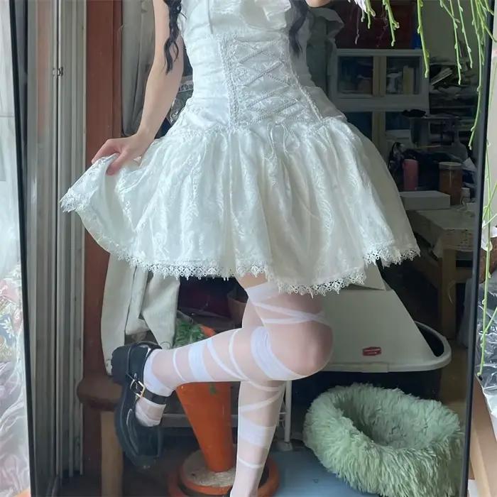 Jupe courte en dentelle SK style Lolita gothique victorien sous-culture Lolita pour filles anniversaire fête cosplay