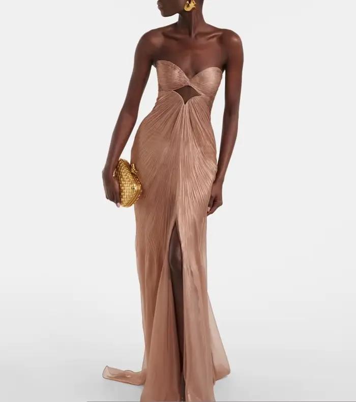 Robe de soirée plissée en crêpe Simple