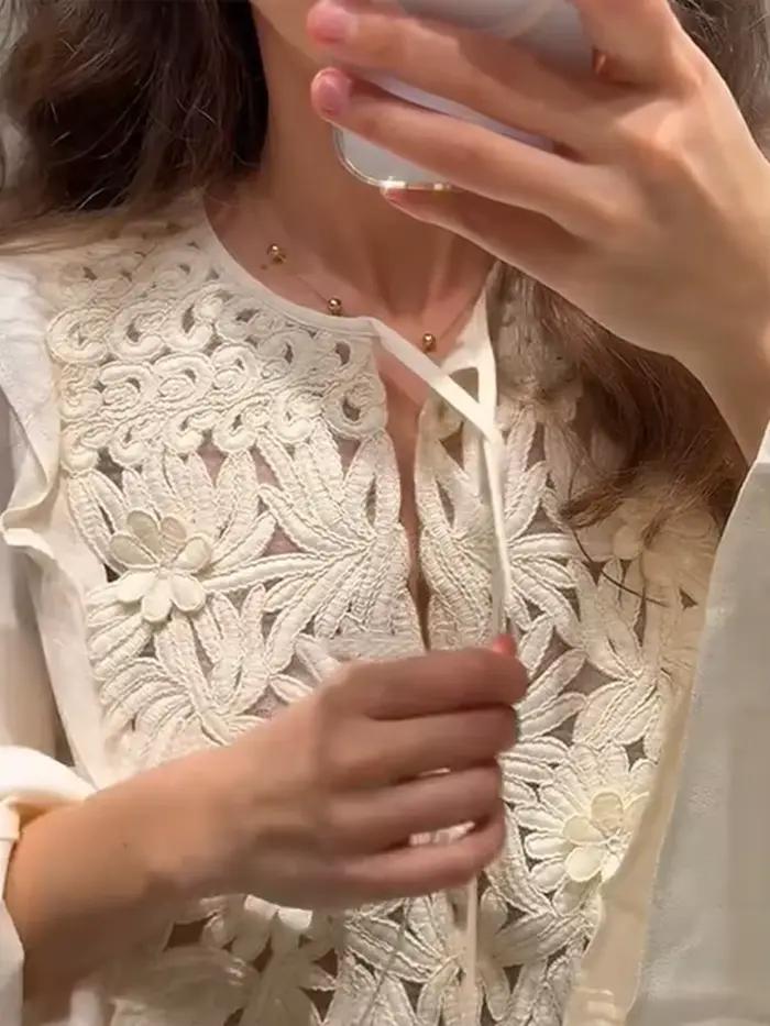 Ensemble haut et jupe en Patchwork brodé pour femmes