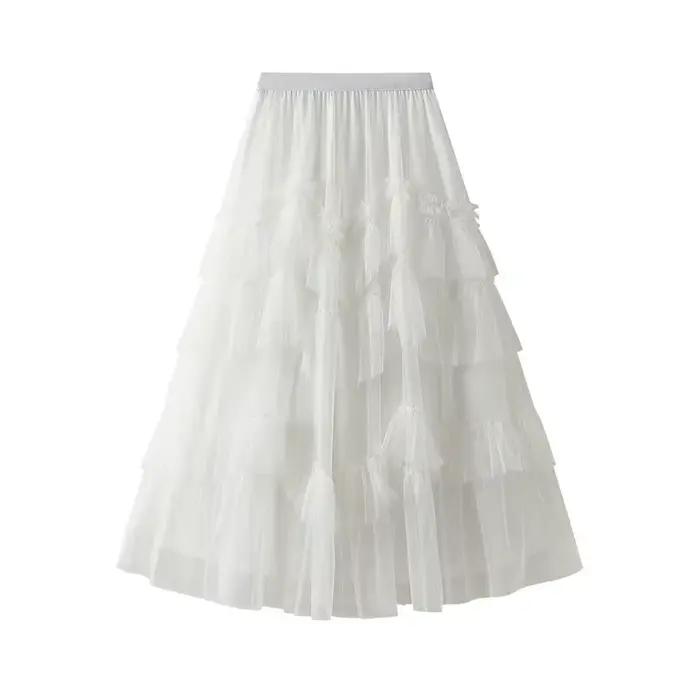 Femmes Tutu gâteau jupes élégant volants à plusieurs niveaux une ligne Tulle