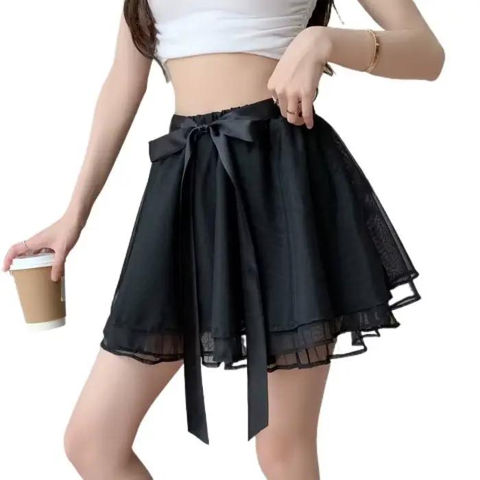 Jupe courte en tulle bouffante avec ruban simple pour fille