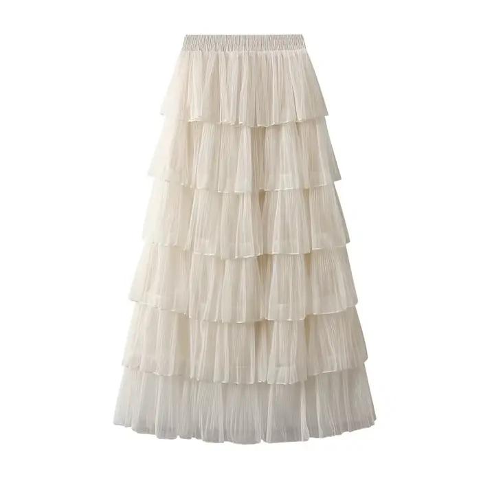 Jupe moelleuse en maille yanzikpus version coréenne superposée pour femmes toutes saisons polyvalente à offrir