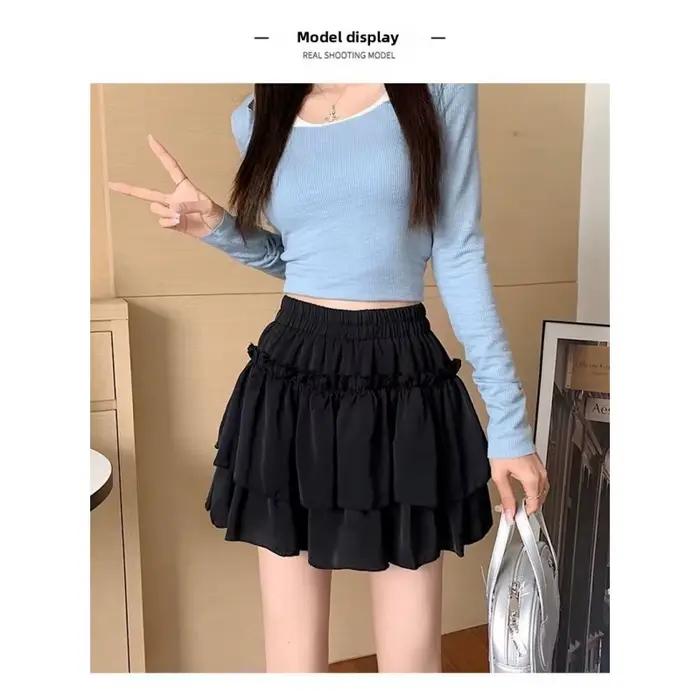 Jupe courte bouffante blanche style ballet pour femme, nouvelle collection été 2026, jupe mi-longue taille haute coupe trapèze ajustée, style 'Sweet Cake'